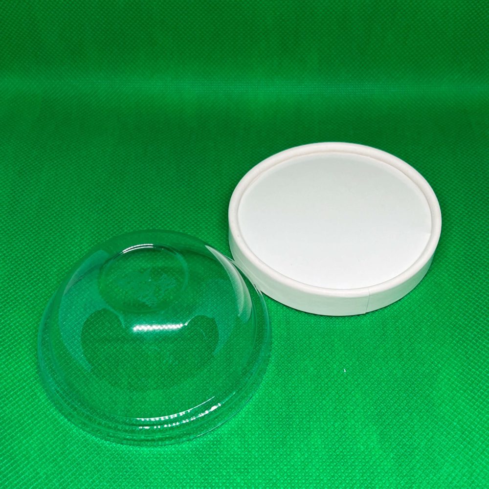 Tampa branca de papel delivery para pote 120ml (73mm) Tampa bolha sem furo delivery para pote 120ml (73mm)